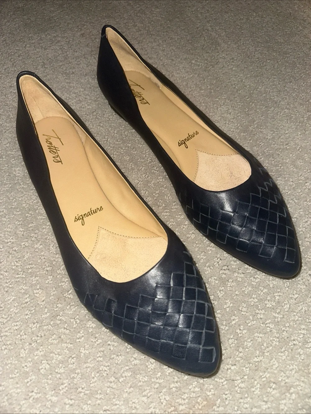 New! Trotters Estee Woven Navy Flat Genuine Leather Loafers - Women's 11N